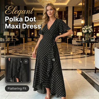 🎁2026 New Arrivals 50% OFF💥Women's Polka Dot V-Neck Maxi Dress
