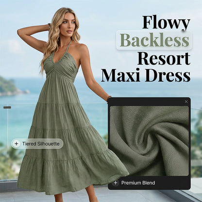 👗2026 New Arrivals 55% OFF💥💃Women's Halter Neck Backless Tiered Maxi Dress