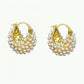💎New Arrivals 50% OFF💥 Faux Pearl Basket Hoop Earrings: Gold-Tone, Weave Design, Secure Clasp, French Elegance