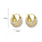 💎New Arrivals 50% OFF💥 Faux Pearl Basket Hoop Earrings: Gold-Tone, Weave Design, Secure Clasp, French Elegance