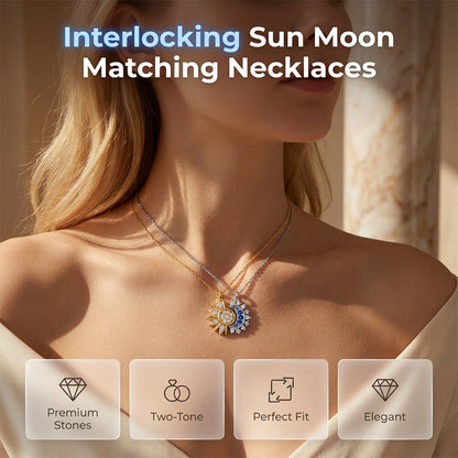 💗LAST DAY SALE 50% OFF⚡Sun and Moon Pendant Necklace with Rhinestones