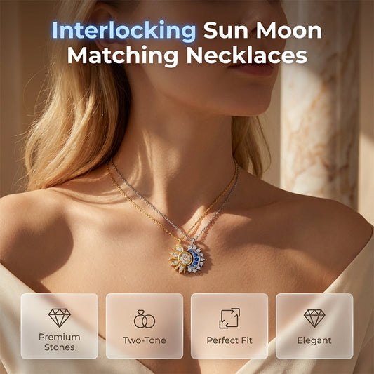 💗LAST DAY SALE 50% OFF⚡Sun and Moon Pendant Necklace with Rhinestones