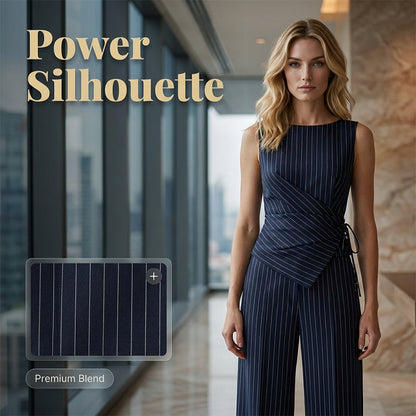 🎁New Arrival 53% OFF💥Women's Pinstripe Wrap Waist Jumpsuit