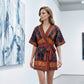 🎁2026 New Arrivals 50% OFF💥Women's Tropical Print V-Neck Wrap Romper