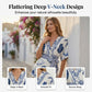 🎁2026 New Arrivals 50% OFF💥Women's Tropical Print V-Neck Wrap Romper