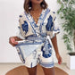 🎁2026 New Arrivals 50% OFF💥Women's Tropical Print V-Neck Wrap Romper