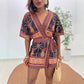🎁2026 New Arrivals 50% OFF💥Women's Tropical Print V-Neck Wrap Romper
