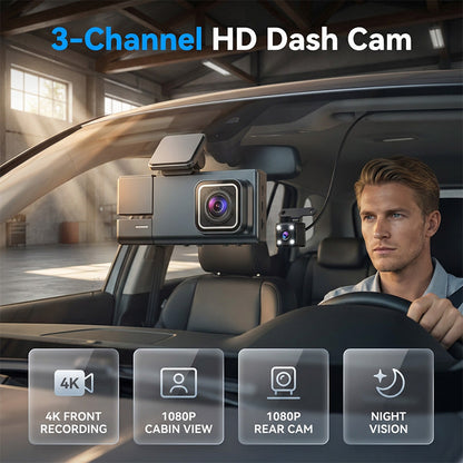 📢📢50% OFF !! ⏰3-Channel 1080p Dash Cam with Wi-Fi