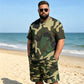 🎁New Arrival 50% OFF💥Men's Camouflage Print T-Shirt & Shorts Set