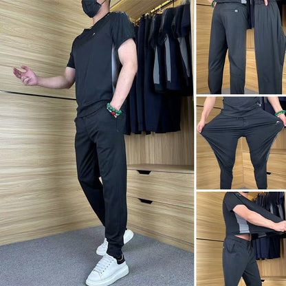 🎁New Arrival 50% OFF💥 Men's Casual Sports Short Sleeve Long Pants Two-Piece Set