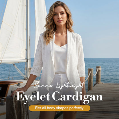 🎁New Arrival 50% OFF💥 Women's Summer Lightweight Eyelet Cardigan – Breathable, chic & perfect for beach cover-ups or breezy evenings 🌼