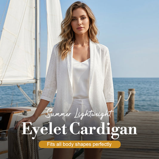 🎁New Arrival 50% OFF💥 Women's Summer Lightweight Eyelet Cardigan – Breathable, chic & perfect for beach cover-ups or breezy evenings 🌼