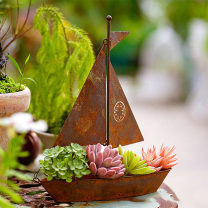 ⏰50% OFF NOW! 🌱  𝑹𝒖𝒔𝒕𝒊𝒄 𝑺𝒂𝒊𝒍𝒃𝒐𝒂𝒕 𝑴𝒆𝒕𝒂𝒍 𝑷𝒍𝒂𝒏𝒕𝒆𝒓 - Handcrafted, weather-resistant & perfect for succulents, herbs or flowers – charming garden or shelf decor 🏡