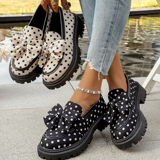 🎁2026 New Arrivals 50% OFF💥Women's Polka Dot Bow Platform Loafers