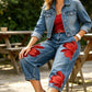 🎁2026 New Arrivals 50% OFF💥 Women's Floral Wide-Leg Jeans – Unique Appliqué, Soft, 6 Colors 🌸
