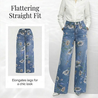🎁2026 New Arrivals 50% OFF💥Women's Floral Print Straight-Leg Jeans