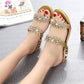 📢📢Last Day-52% OFF!!⏰Modische Damen Sandalen – Flacher Absatz, Strass & Metallverzierung 👡 Für Sommer & Alltag