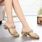 📢📢Last Day-52% OFF!!⏰Modische Damen Sandalen – Flacher Absatz, Strass & Metallverzierung 👡 Für Sommer & Alltag