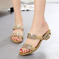 📢📢Last Day-52% OFF!!⏰Modische Damen Sandalen – Flacher Absatz, Strass & Metallverzierung 👡 Für Sommer & Alltag