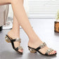 📢📢Last Day-52% OFF!!⏰Modische Damen Sandalen – Flacher Absatz, Strass & Metallverzierung 👡 Für Sommer & Alltag