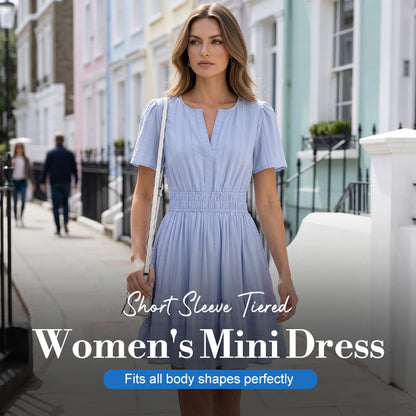 🎁2026 New Arrivals 50% OFF💥Women's Short Sleeve Tiered Mini Dress