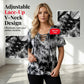 🎁New Arrival 41% OFF💥Women's Tie-Dye T-Shirt with Lacing and V-Neck