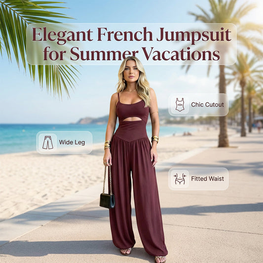 👗 2026 New Arrivals 58% OFF✨ Sleeveless Cutout Wide-Leg Jumpsuit with Adjustable Back Tie – Alluring, Flowy, Sophisticated 🌴