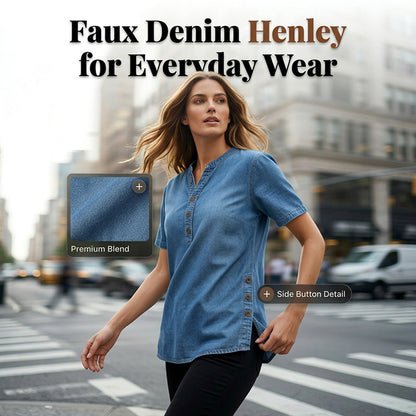 🎁New Arrival 46% OFF💥Women's Breathable Casual Denim Look Top