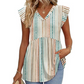 🏖️Summer Hot Sale 57% OFF🏝️Women's Summer V-Neck Ruffle Sleeve Floral Peplum Top
