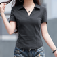 🎁New Arrival 50% OFF💥 Women's Slim-Fit T-Shirt – Lapel V-Neck, Cooling Fabric, Solid Colors 🌿