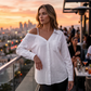 👔 LIMITED-TIME 57% OFF! ✨ Women's Off-Shoulder Button-Down – Asymmetrical, Crinkle Fabric, Long Sleeve 🍁