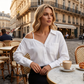 👔 LIMITED-TIME 57% OFF! ✨ Women's Off-Shoulder Button-Down – Asymmetrical, Crinkle Fabric, Long Sleeve 🍁