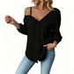 👔 LIMITED-TIME 57% OFF! ✨ Women's Off-Shoulder Button-Down – Asymmetrical, Crinkle Fabric, Long Sleeve 🍁