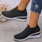 🎁New Arrival 50% OFF💥Women's Rhinestone Mesh Slip-On Wedge Sneakers
