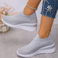 🎁New Arrival 50% OFF💥Women's Rhinestone Mesh Slip-On Wedge Sneakers