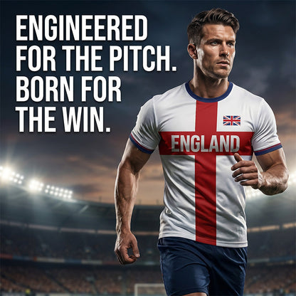 ⚽️55% OFF🥳England Football Tee – Red Cross & Flag Graphic, Athletic Fit, Breathable for World Cup 2026 🏆⚽