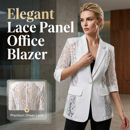 🎁New Arrival 50% OFF💥 White Lace Blazer – Slim Fit, 3/4 Sleeve, Elegant Transition 👑