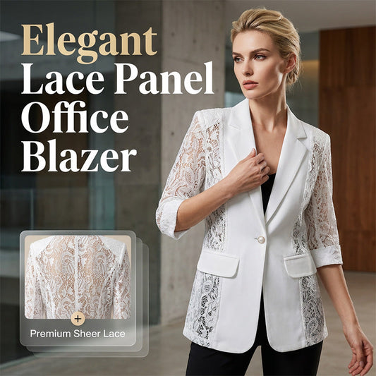 🎁New Arrival 50% OFF💥 White Lace Blazer – Slim Fit, 3/4 Sleeve, Elegant Transition 👑