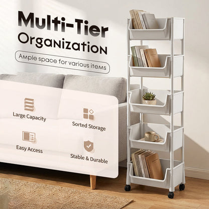 ⏳🔥LIMITED-TIME 50% OFF! ⏰Multi-Tier Rolling Storage Cart for Narrow Spaces