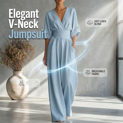 👗 63% OFF NOW! ✨ Women's V-Neck High Waist Wide Leg Jumpsuit – Flowy & lightweight – Flattering fit, perfect for summer events or resort wear – effortless elegance 🌸