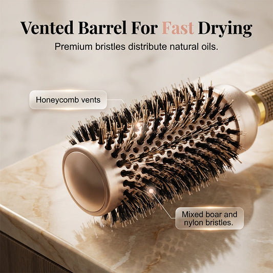 🥳2026 HOT SALE🥳💞50K+ SOLD! 💇✨ 50% OFF! Professional Vented Round Hair Brush – boar & nylon bristles, honeycomb vent barrel for fast drying, volume & smooth salon-style blowouts at home! 🛡️💪