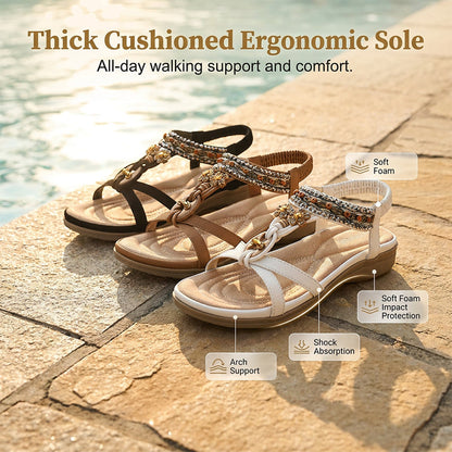 👡 55% OFF NOW! 🌸 Women's Comfortable Bohemian Flat Sandals – Cushioned & adjustable straps – Perfect for beach, travel or casual summer days – boho chic and lightweight ✨🌿