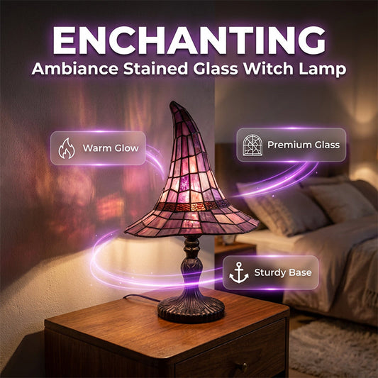 📢📢50% OFF !!!⏰Enchanting Ambiance Stained Glass Witch Lamp