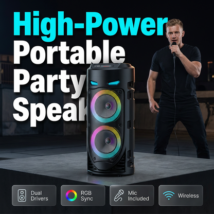 📢📢LIMITED-TIME 50% OFF! ⏰Portable Bluetooth Speaker with Wired Microphones