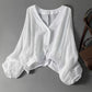 👕 LIMITED-TIME 50% OFF! ✨ Women's Lightweight Sun Protection Shirt – Deep V-Neck, Lantern Sleeves, Sheer Layer ☀️
