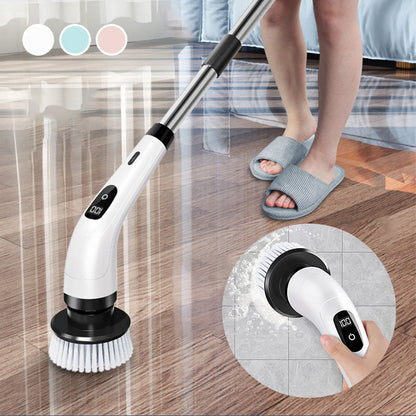 💪 50% OFF !!!⏰Rechargeable Cleaning Brush with Telescopic Pole & 8 Heads — No Bending, No Kneeling, Just Effortless Cleaning