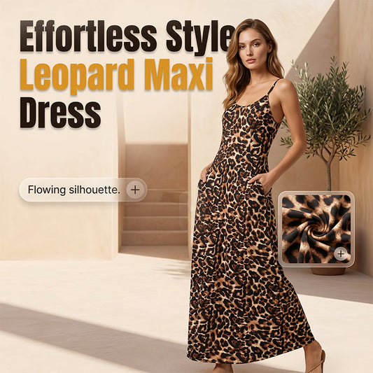 👗New Arrival 50% OFF🐆Women's Leopard Print Spaghetti Strap Maxi Dress