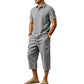 🎁2026 New Arrivals 55% OFF💥Men Summer Linen Set Loose Shirt and Cargo Shorts Two Piece Outfit