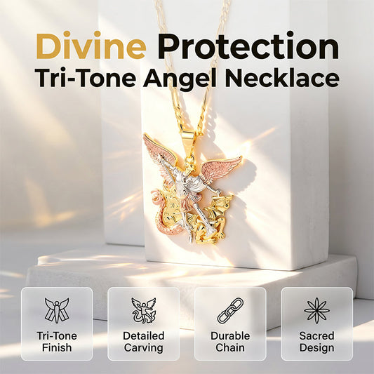 🎁New Arrivals 50% OFF💥Tri-Tone Angel Guardian Pendant Necklace