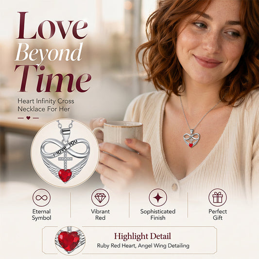 🎁New Arrivals 50% OFF💖 Infinity Heart Cross Necklace with Wing Pendant – Faith & Eternal Love ✨